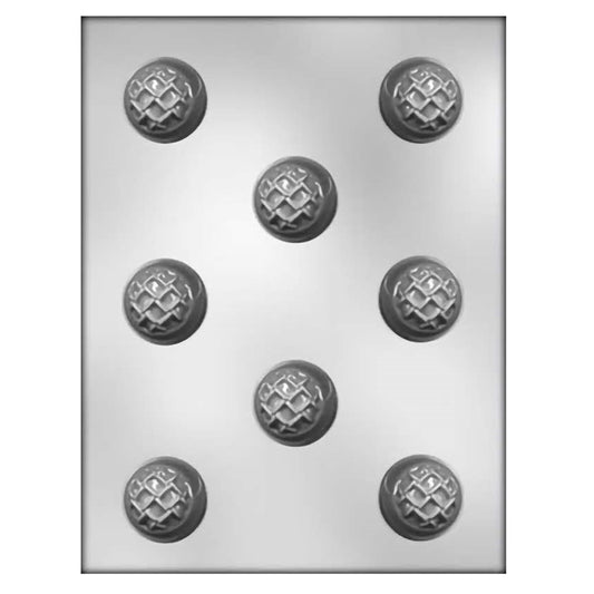 Chocolate mold designed for creating eight peanut butter nugget candies, each embossed with an intricate Celtic knot design, perfect for sophisticated sweet treats.