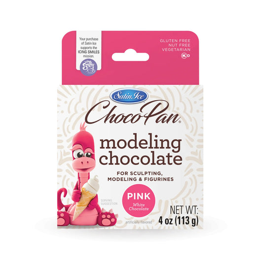 Satin Ice ChocoPan pink modeling chocolate box, 4 oz, white chocolate for modeling.