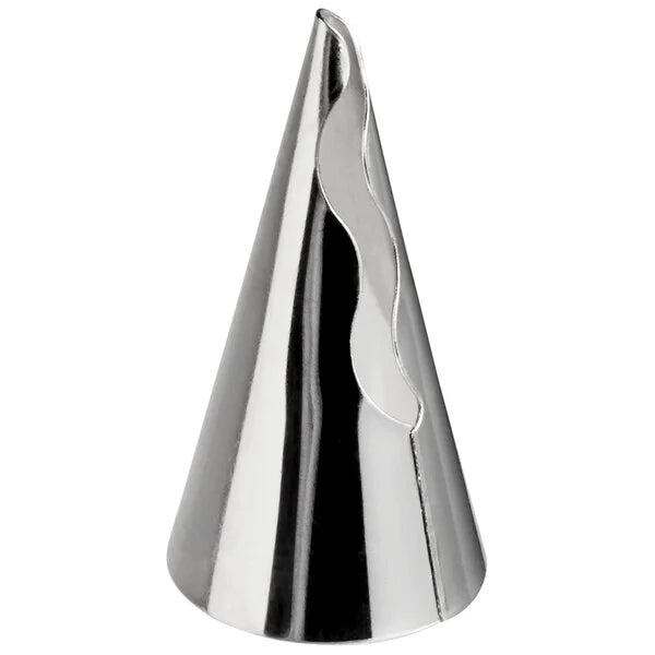 Ateco #413 (also known as #030) stainless steel ruffle piping tip with a 0.97-inch opening, designed for creating ribbons, bows, and scallops on cakes and pastries.