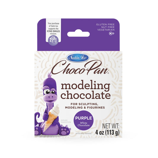 Satin Ice ChocoPan purple modeling chocolate box, 4 oz, white chocolate for sculpting.