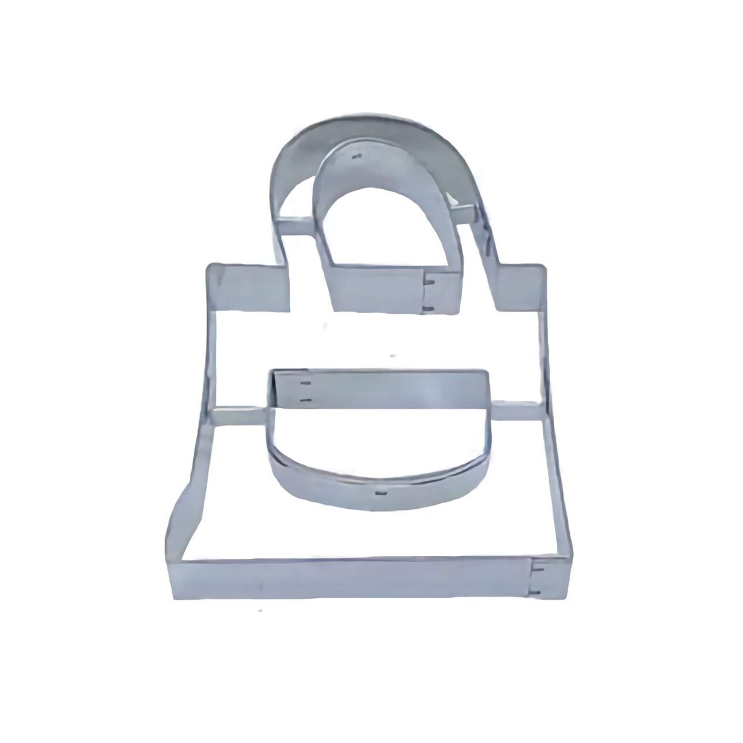 Steel purse-shaped cookie cutter, 2.75 inches in size, perfect for making fashion-themed cookies or treats.