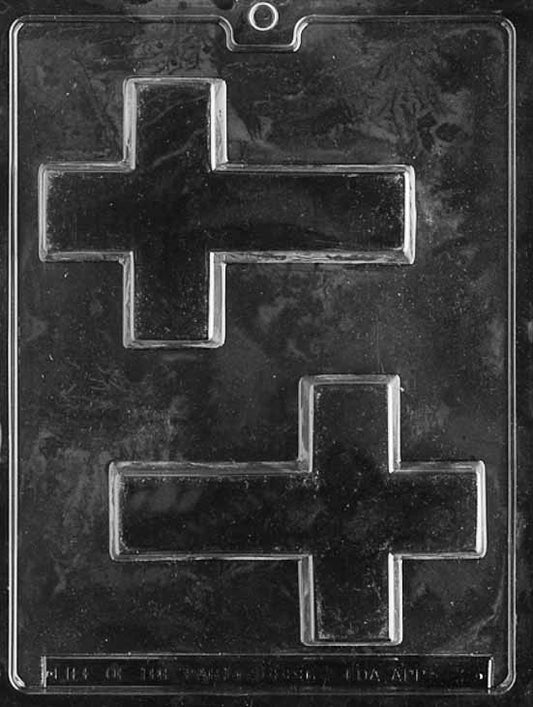 R003 CROSS chocolate mold with a single large cross cavity featuring defined arms and edges.