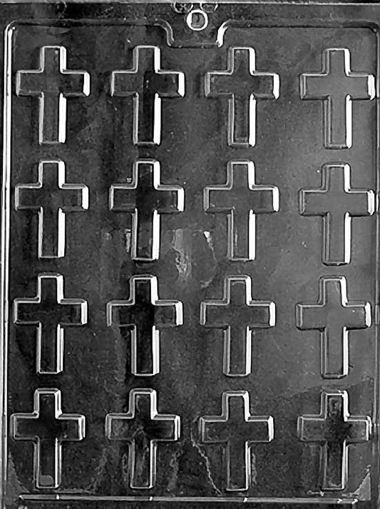 R004 BITE SIZE CROSSES chocolate mold with multiple small cross cavities for bite-size candies.
