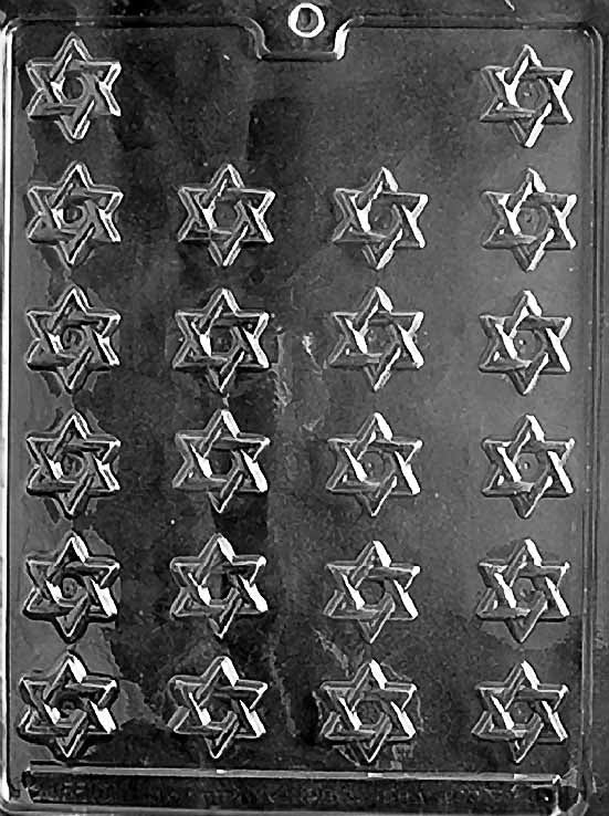 R005 BITE SIZE STAR OF DAVID chocolate mold with multiple small Star of David cavities for candies.