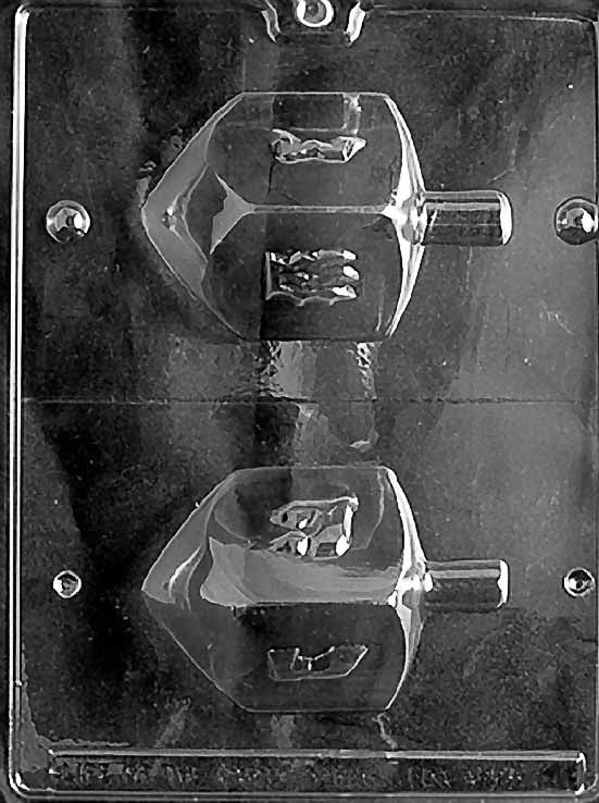 R009 DREIDEL chocolate mold with large dreidel cavity featuring defined sides and handle.