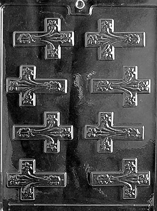 R021 FANCY CROSSES chocolate mold with multiple small ornate cross cavities.