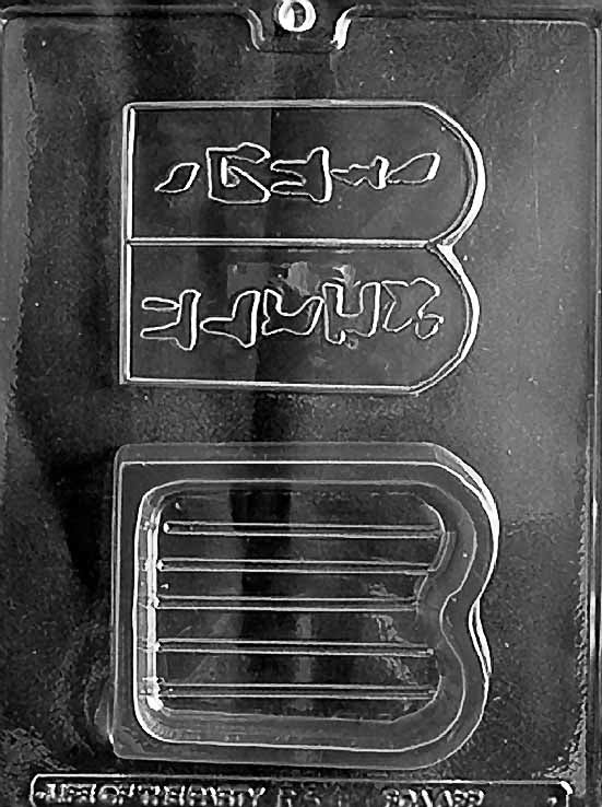 R054 TEN COMMANDMENTS BOX chocolate mold with deep cavity shaped like twin commandment tablets.