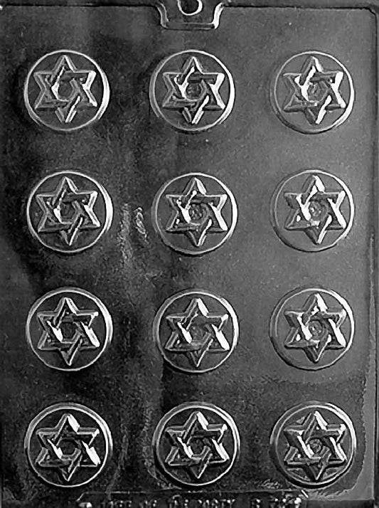 R072 Star of David mints chocolate mold with small cavities shaped like six-pointed stars.