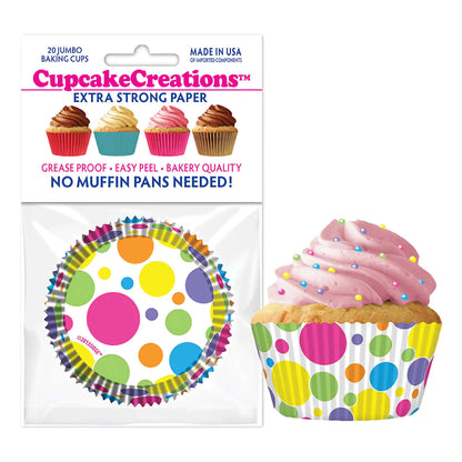 Rainbow Dots Jumbo No Pan Baking Cups