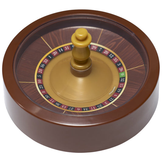 A brown and gold casino-style roulette wheel, perfect for themed cakes.