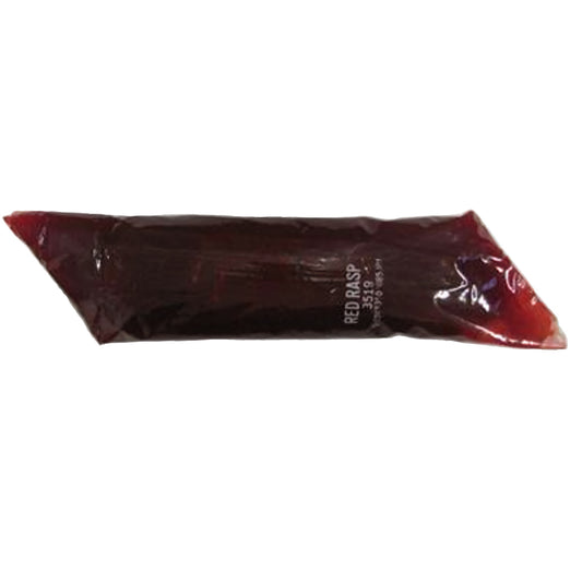 Premium raspberry cake and pastry filling, packed in a professional-use bag, featuring a rich and tart raspberry puree blend, perfect for layering within cakes or swirling into pastries.