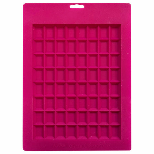 Reverse side of the same silicone mold showing the rectangular cavity shapes and uniform layout.