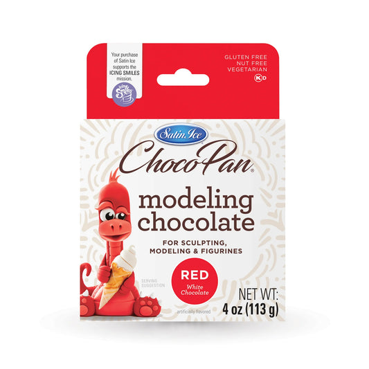 Satin Ice ChocoPan red modeling chocolate box, 4 oz, white chocolate for figurines.