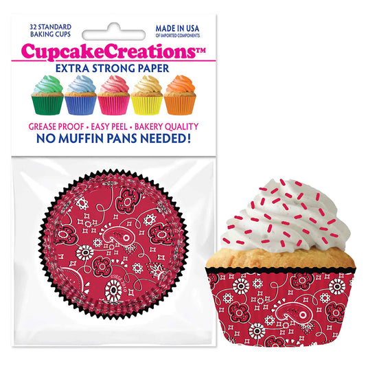 Red Bandana Standard No Pan Baking Cups
