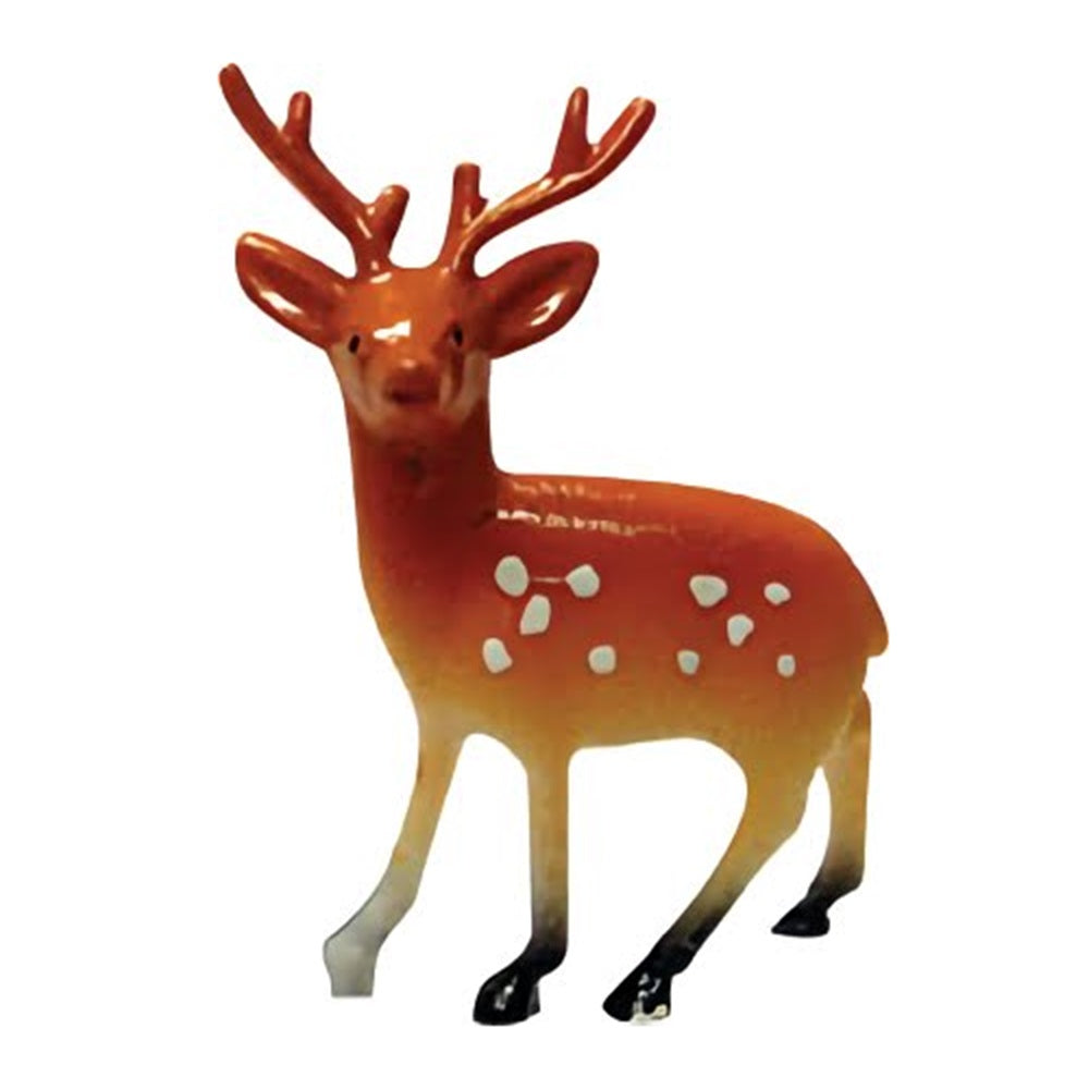 A single reindeer cake topper pick featuring a majestic stag with prominent antlers in a warm brown hue with white spots, perfect for adding a festive touch to holiday cakes.