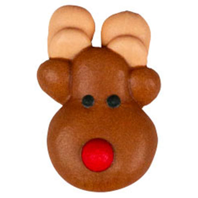 Reindeer Face Royal Icing Decorations  1" - 9 pack