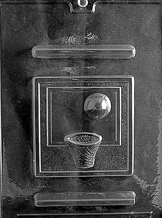BASKETBALL chocolate mold with large round ball cavities featuring channel lines; clear mold.