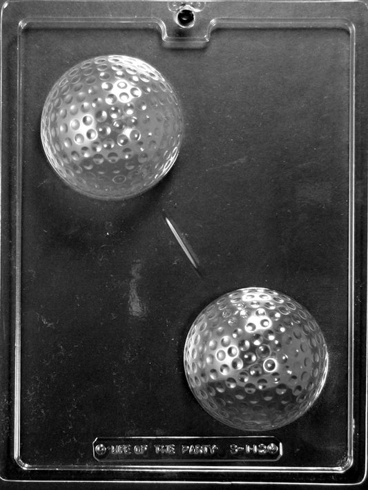 LARGE GOLF BALL 3D chocolate mold with spherical cavities detailed with dimple texture; clear deep mold.