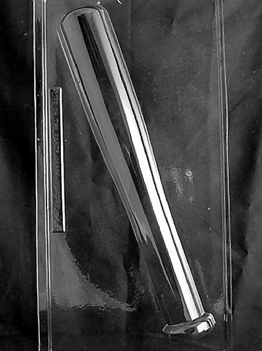 BASEBALL BAT - FLAT BACK chocolate mold with long bat cavity; flat-backed for display use; clear mold.