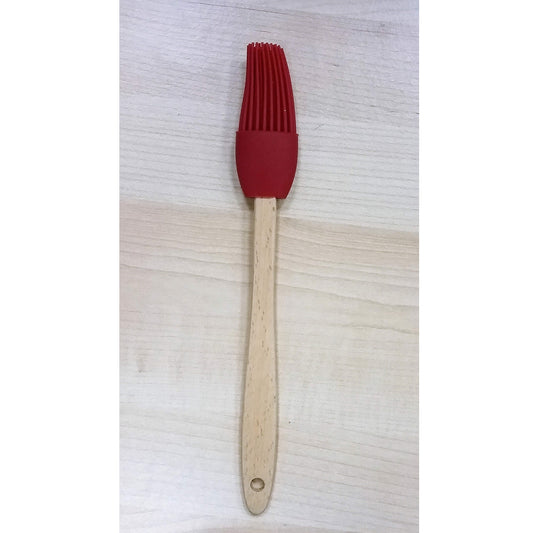 Silicone Brush with a Red brush and wooden handle