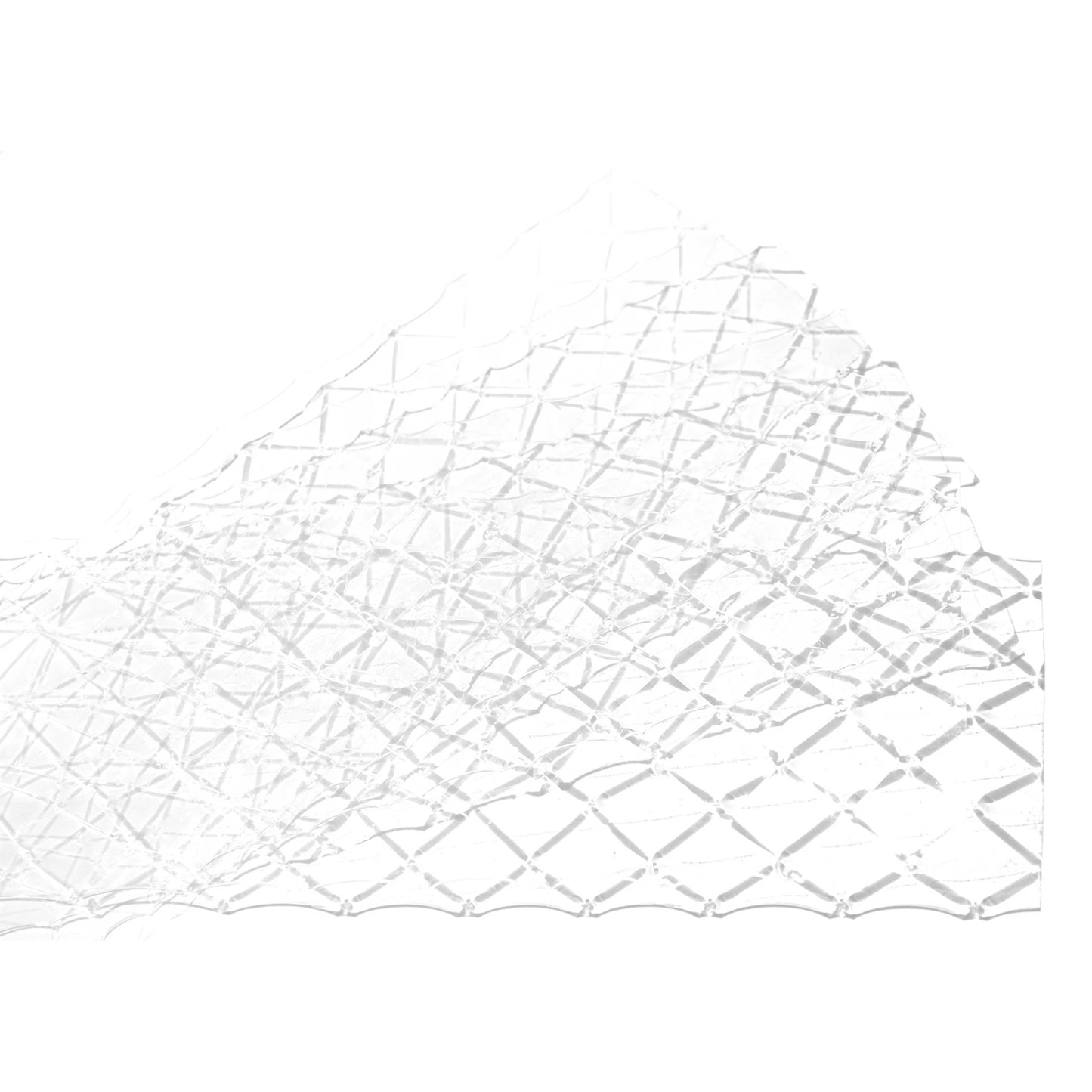 Silver leaf gelatine sheets with a subtle diamond crosshatch texture, shown overlapping on a bright white background with translucent edges.