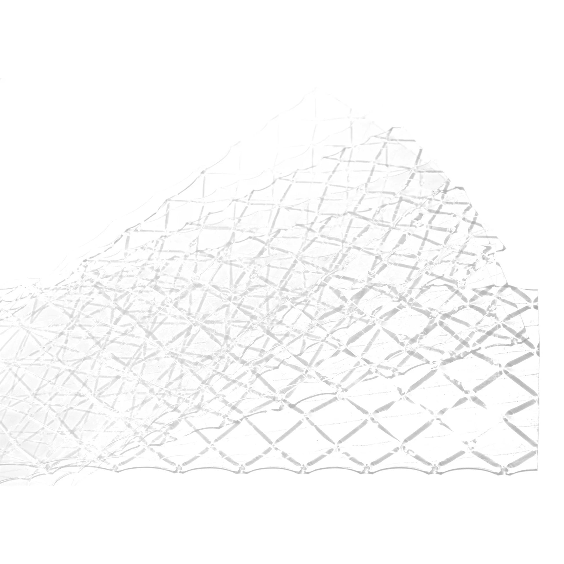 Silver leaf gelatine sheets with a subtle diamond crosshatch texture, shown overlapping on a bright white background with translucent edges.