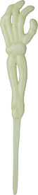 Pale bone-colored 5-inch skeleton arm cupcake pick with a long skeletal forearm and raised bony hand displayed against a white background.