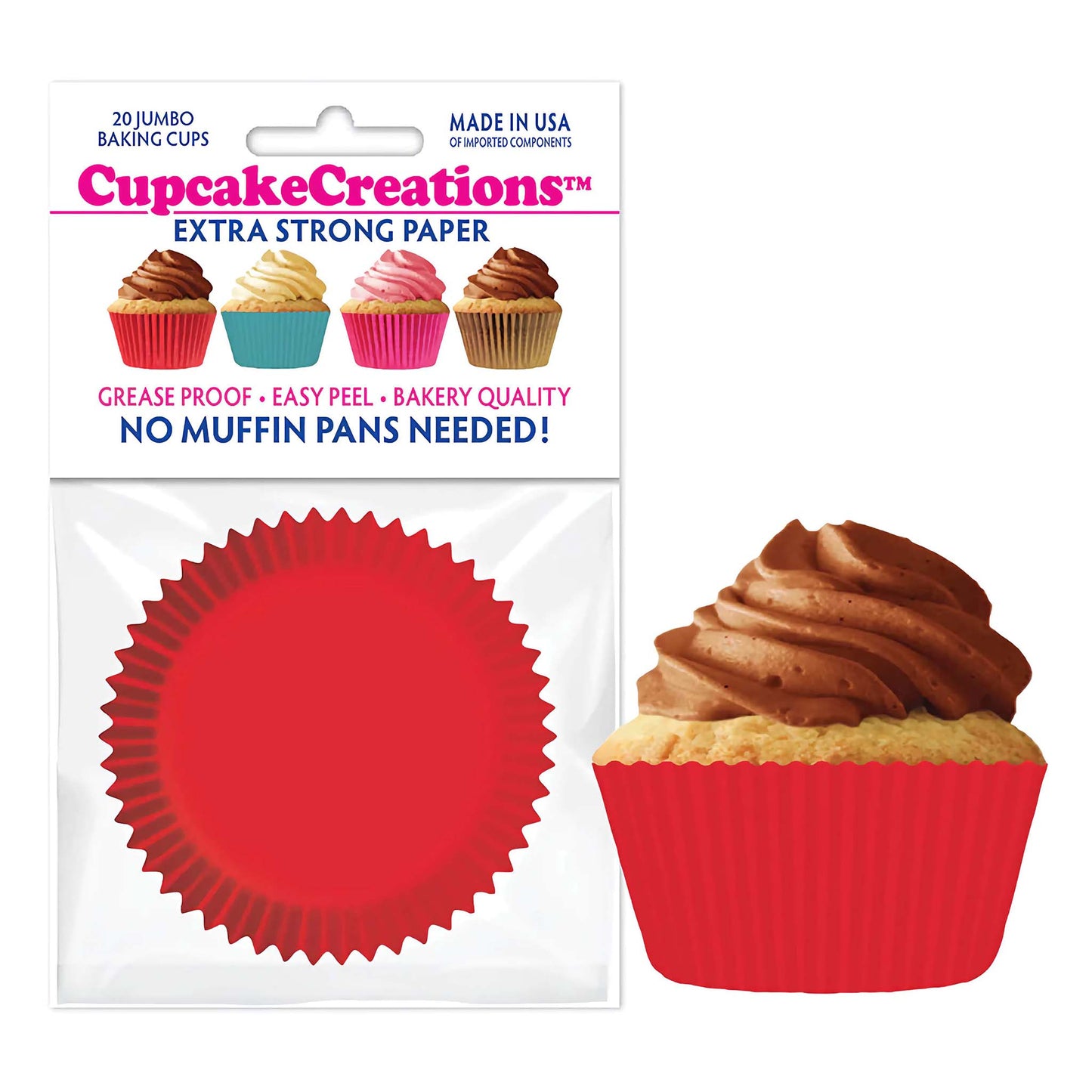 Solid Red Jumbo Baking Cups - 20 Count