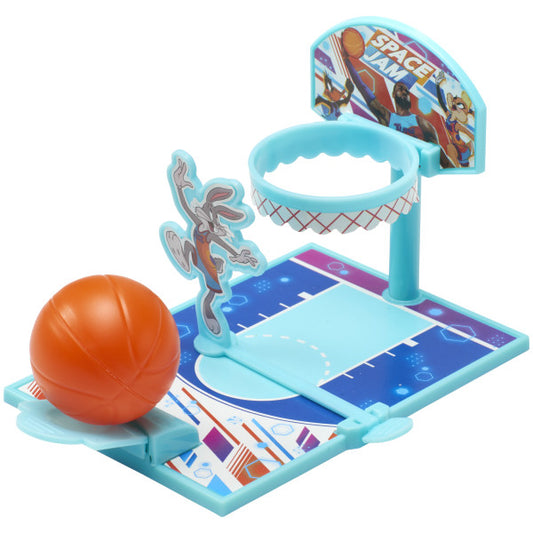 Space Jam: A New Legacy DecoSet® featuring a basketball hoop, Bugs Bunny figurine, and a launcher with a small basketball.