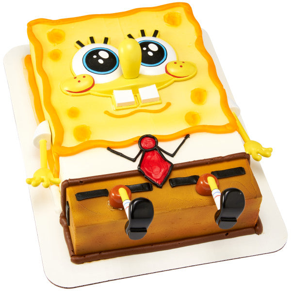 Sheet cake decorated with SpongeBob SquarePants DecoSet, featuring his playful expression and signature outfit.