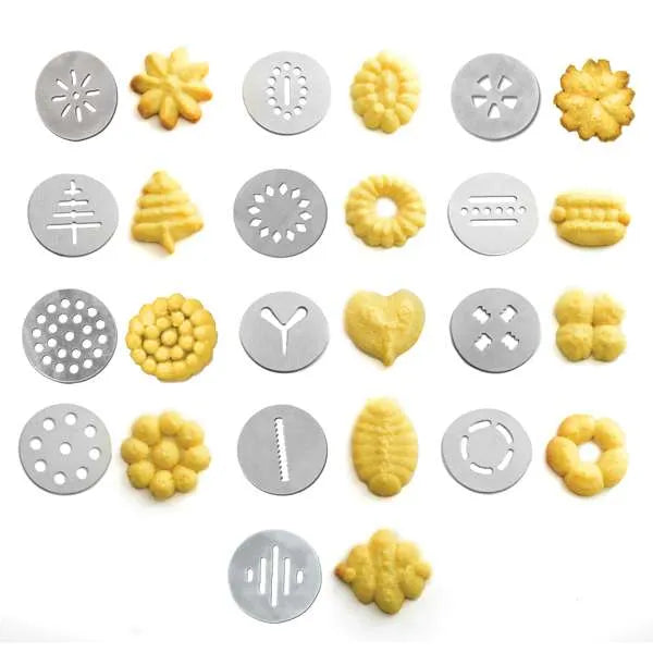 Close-up of discs and the matching cookies they create.