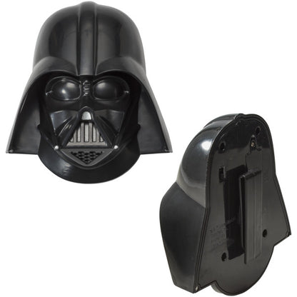 Close-up of Darth Vader cake topper, front and back views showing details and clip-on functionality.