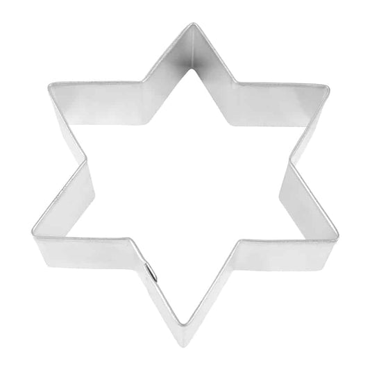 Six-Pointed Star Cookie Cutter – metal cutter in the shape of a symmetrical star with six points, perfect for Hanukkah and Jewish celebrations.