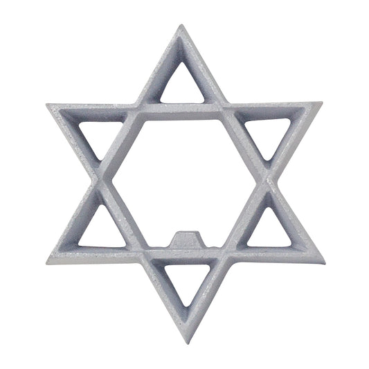 Star of David Rosette Iron Mold - Top view of the Star of David shaped rosette iron, made from durable cast aluminum.