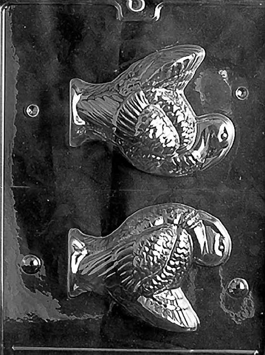 LARGE TURKEY chocolate mold with large turkey cavity; detailed feathers and body emboss; clear mold.