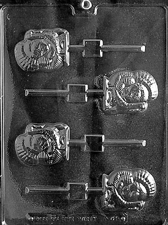 TURKEY Lollipop chocolate mold with small turkey lollipop cavities; clear sheet.