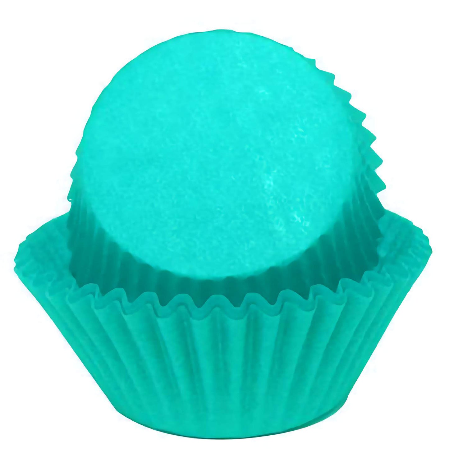 Teal colored standard greaseproof cupcake liners, stacked together, featuring a bright and vibrant teal color, perfect for adding a modern and fresh touch to your baked goods.