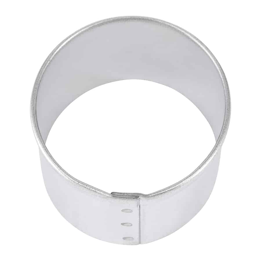 3.5-inch round cookie cutter made of durable steel, perfect for cookies, biscuits, and fondant.