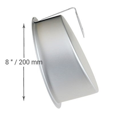 8" topsy turvy cake pan with angled walls and built-in metal supports for level baking.