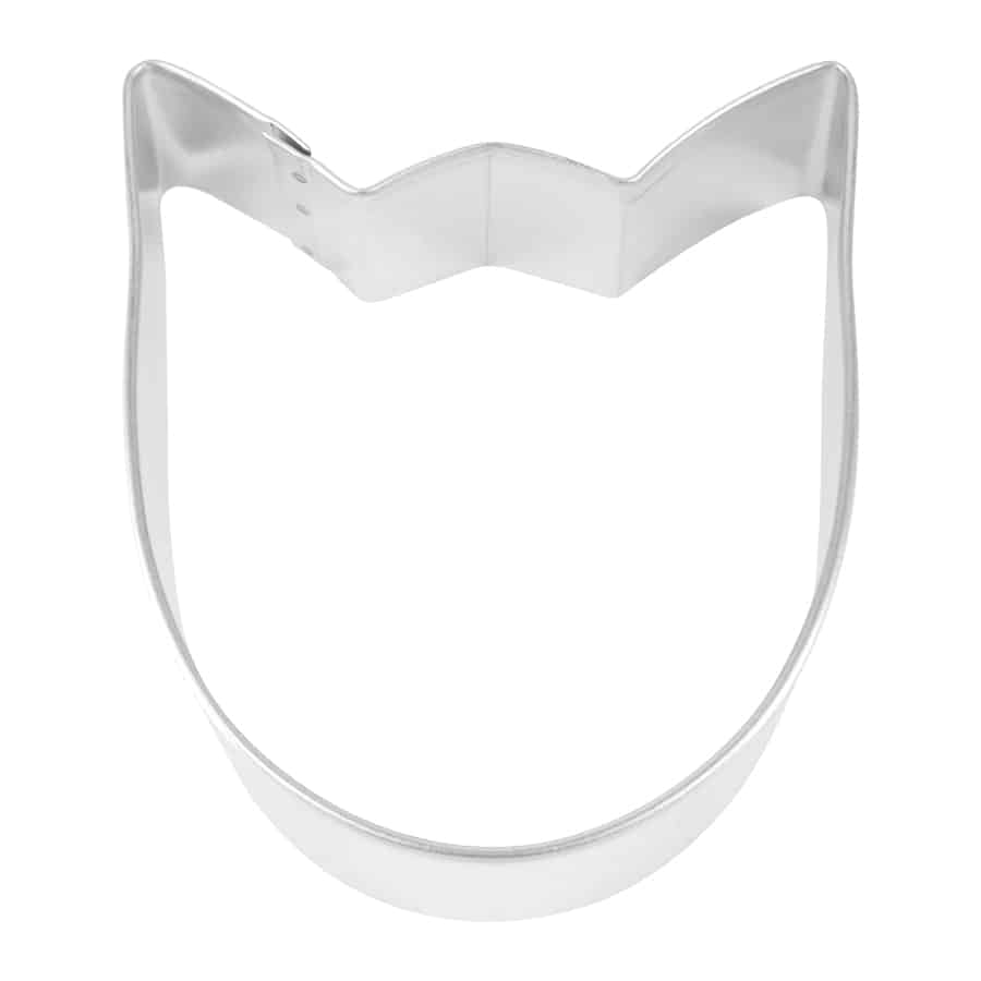 3.5-inch steel tulip bloom cookie cutter, perfect for creating tulip, cat, princess, or cow-shaped cookies.