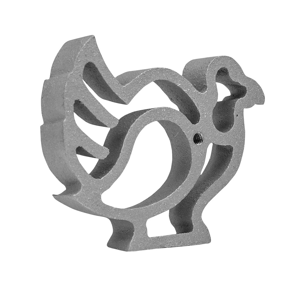 Side view of Turkey Rosette Iron Mold - Side view showing the turkey design’s thickness and quality cast aluminum construction.