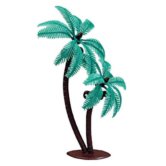 A twin coconut palm tree cake topper, with detailed fronds and coconuts, crafted to bring a tropical vibe to beach-themed cakes or summer party desserts.