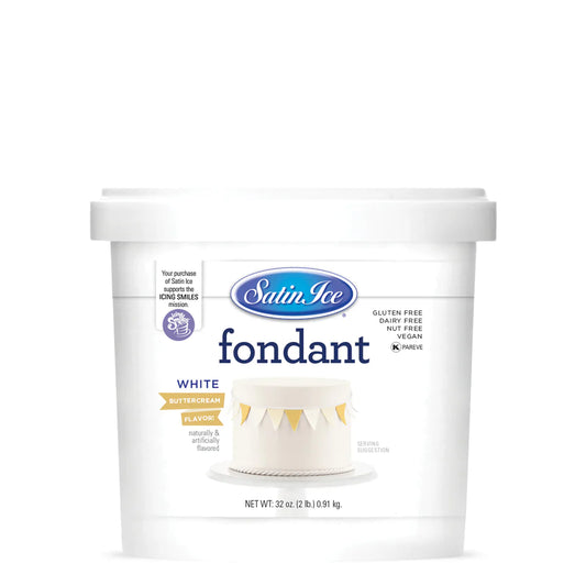 White Colored and Buttercream Flavored Fondant in a 2 Pound Container