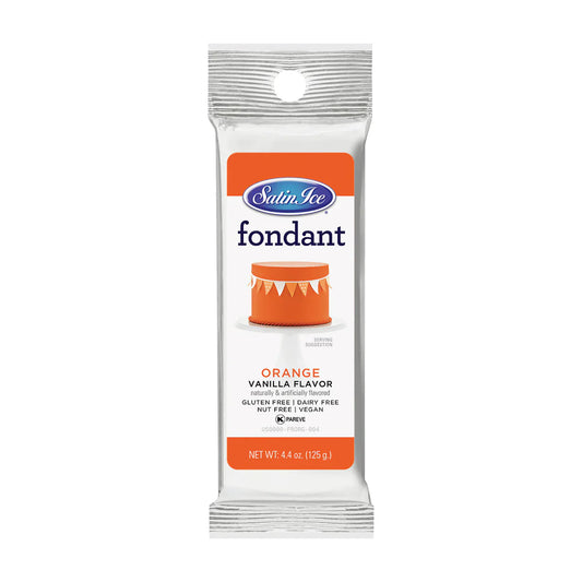 Orange Colored and Vanilla Flavored Fondant in a 4.4 Ounce Foil Pouch