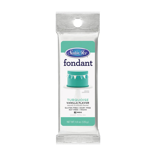 Turquoise Colored and Vanilla Flavored Fondant in a 4.4 Ounce Foil Pouch