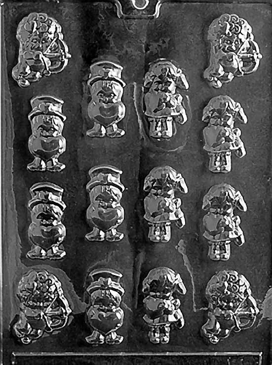 CUPID ASSORTMENT chocolate mold with cupid-shaped cavities; clear sheet.