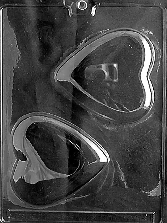 HEART FOR SPECIALTY BOX chocolate mold with large heart cavity designed for specialty box use; clear mold.