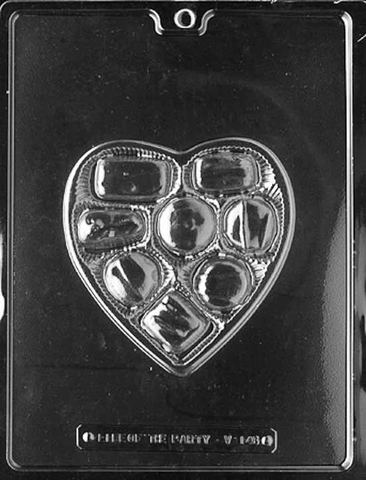 CANDY HEART chocolate mold with large candy heart cavities; clear mold.