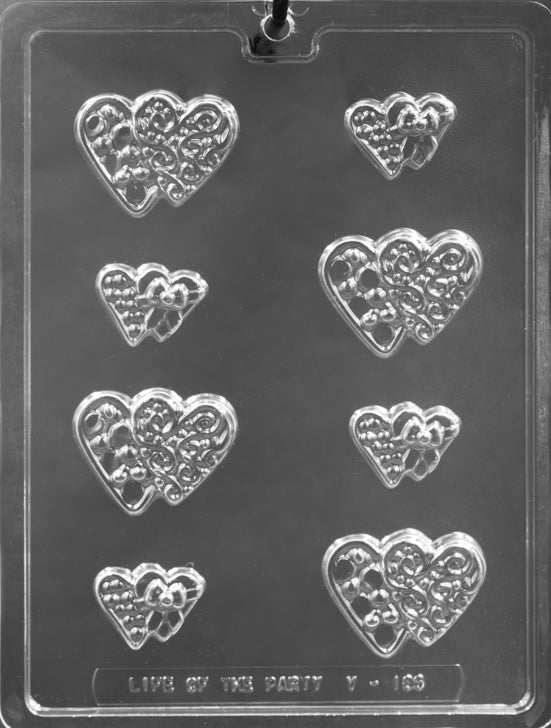 HEART CHOCOLATE BOX TOPPERS mold with small and large heart topper cavities.