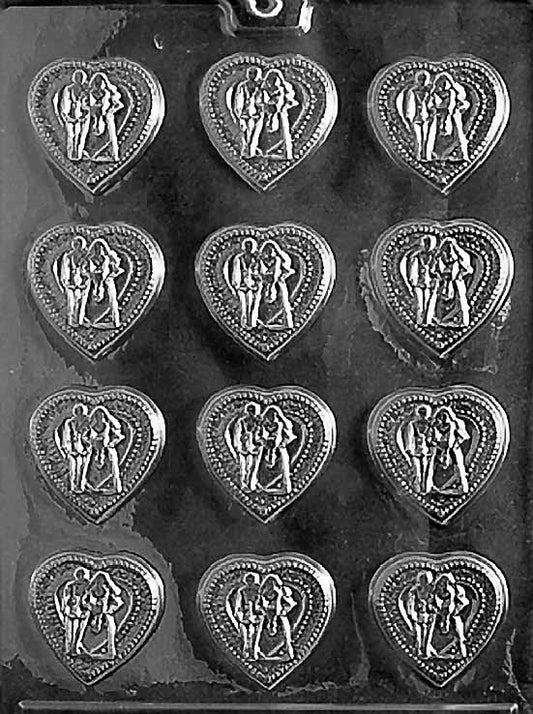 WEDDING HEARTS chocolate mold with small heart cavities; wedding theme.